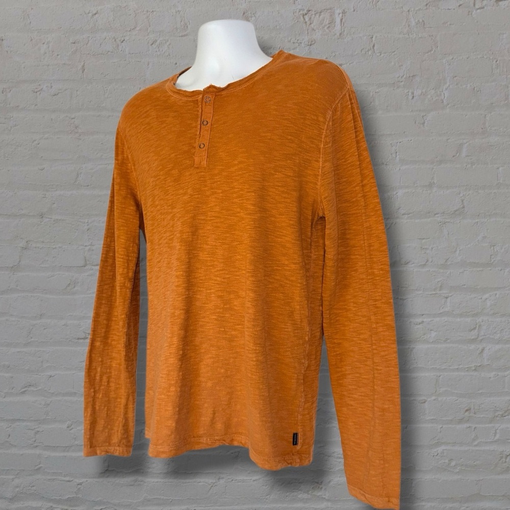 Lucky Brand Burnt Orange Henley Long Sleeve Slub Shirt Men’s Medium